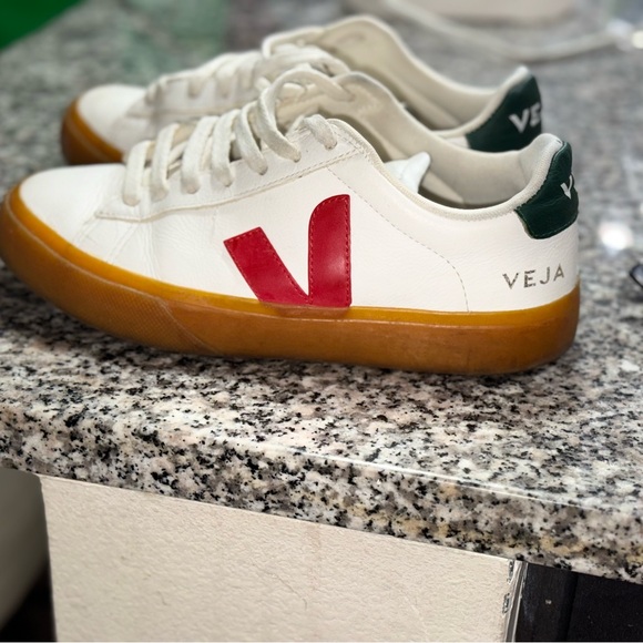Veja Shoes - Veja White and Red Sneakers with Gum Sole